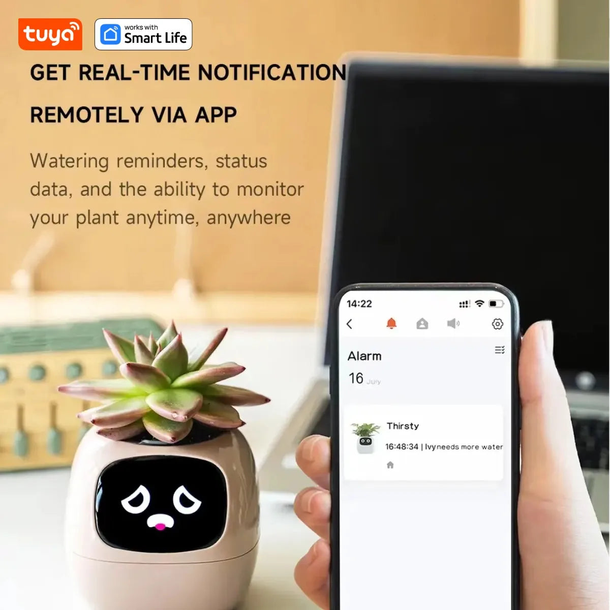 Tuya Ivy Smart Planter, 49 Expressions,7 sensors, Make Raising Plants Easy & Fun