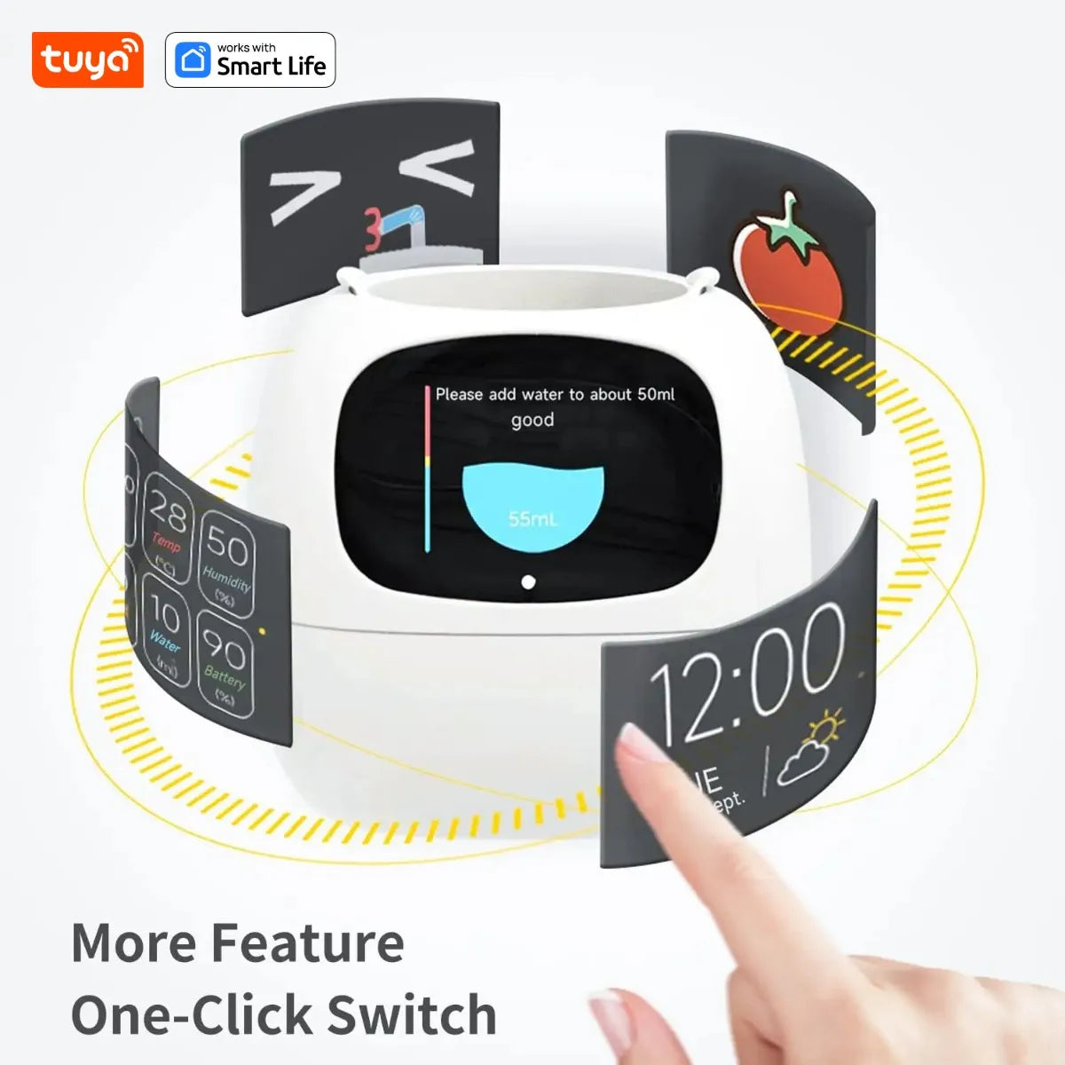 Tuya Ivy Smart Planter, 49 Expressions,7 sensors, Make Raising Plants Easy & Fun