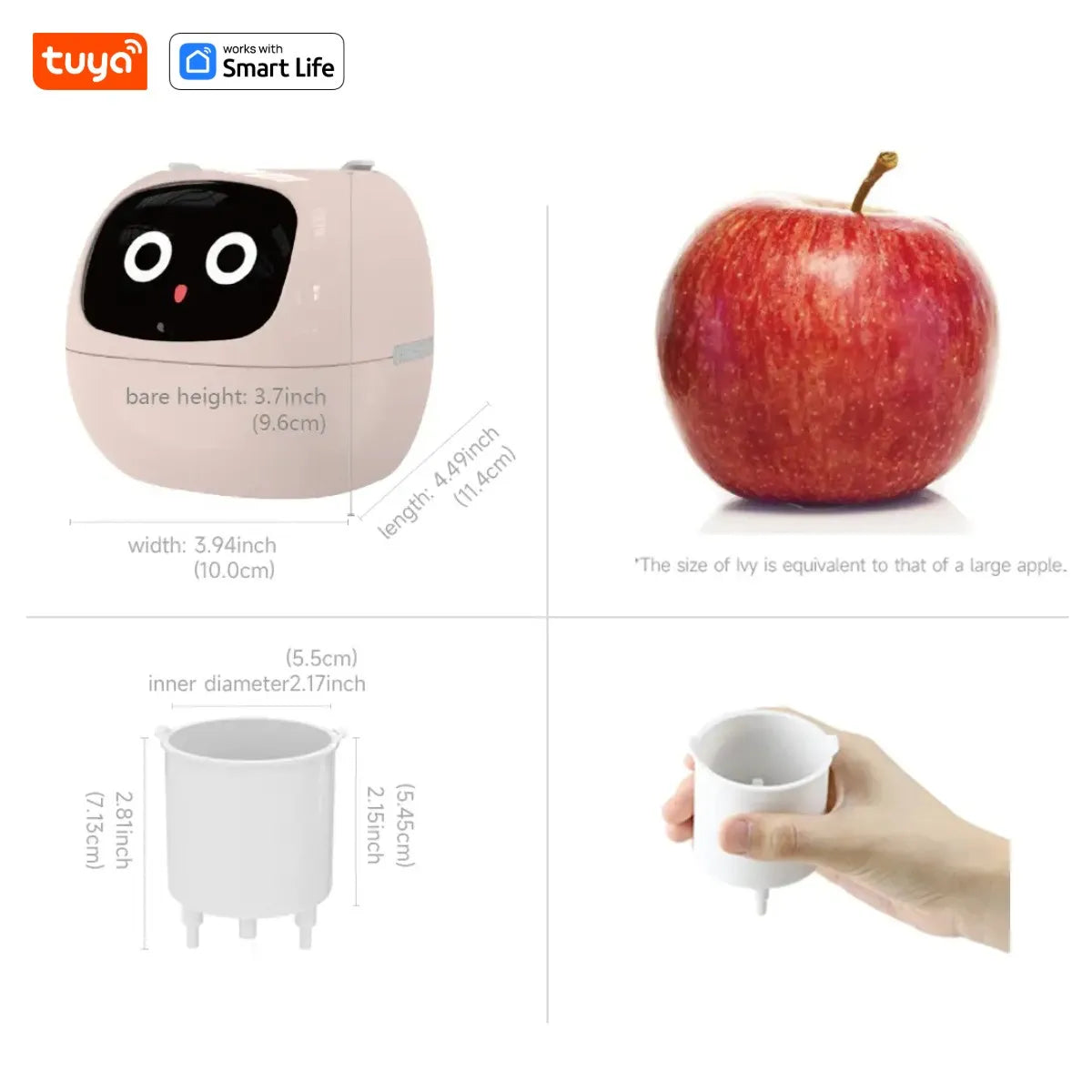 Tuya Ivy Smart Planter, 49 Expressions,7 sensors, Make Raising Plants Easy & Fun