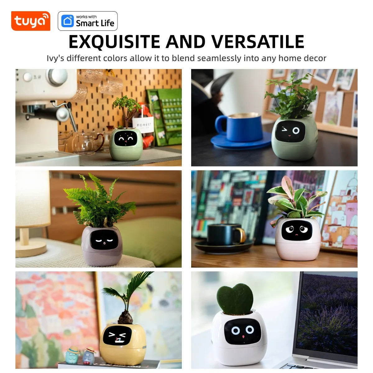 Tuya Ivy Smart Planter, 49 Expressions,7 sensors, Make Raising Plants Easy & Fun