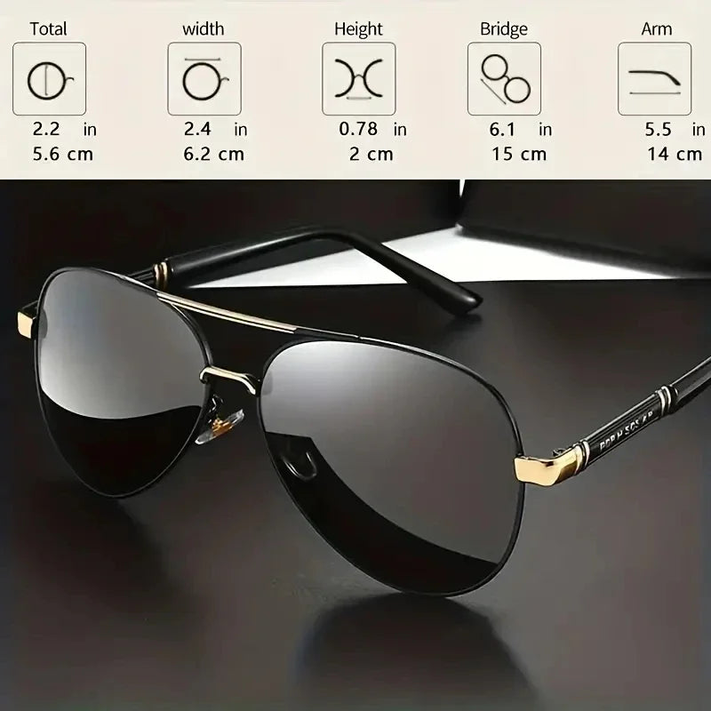 Polarized Sunglasses Men Metal Frame Quality Sun Glasses