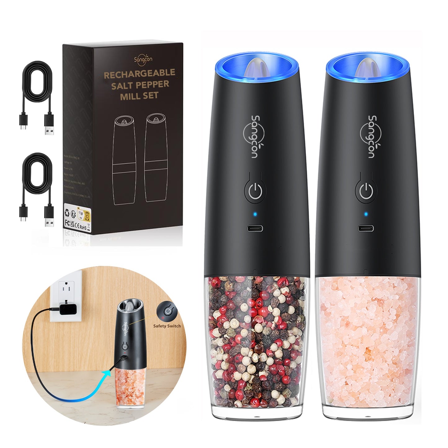 Gravity Electric Salt And Pepper Grinder Set