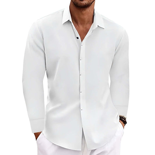 Long Sleeve Cotton Linen Shirt Men