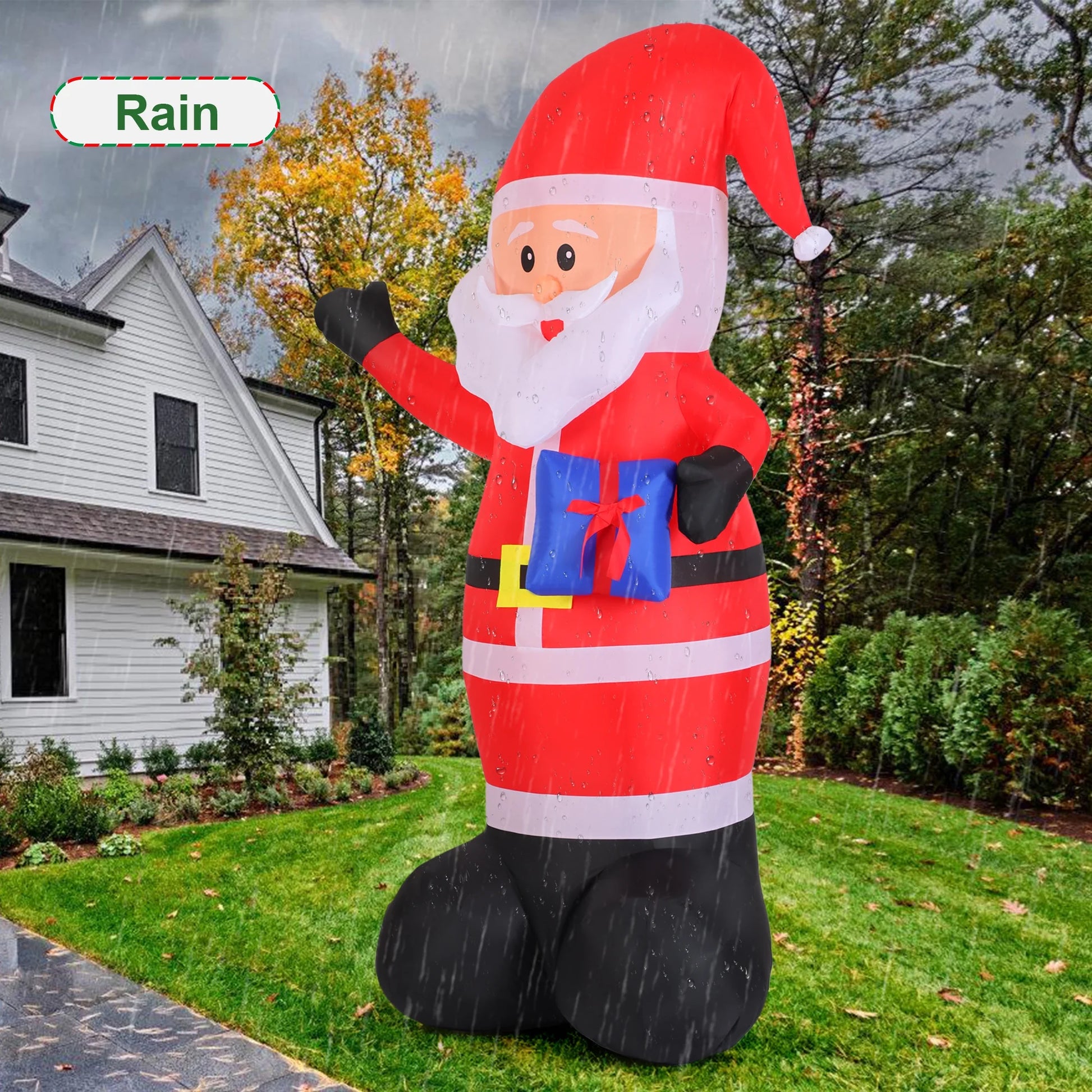 7FT Christmas Inflatable Santa Claus Outdoor Decorations- Blow up Santa Claus with Gift Bag Built-In Leds Lighted Decor for Yard Garden Lawn Porch Xmas Holiday Party