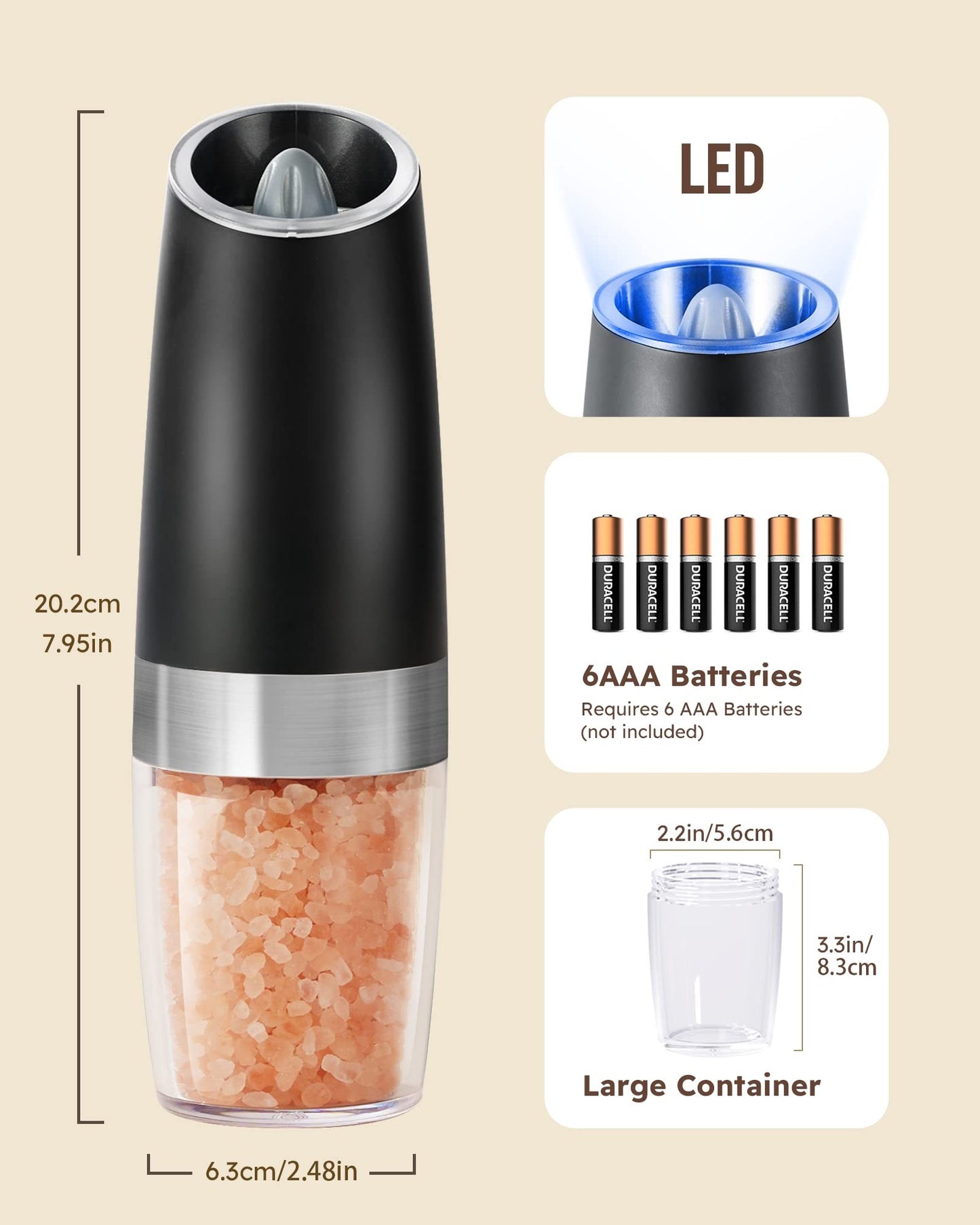 Gravity Electric Salt And Pepper Grinder Set