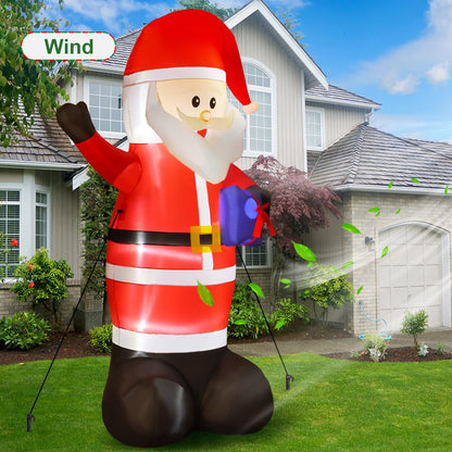 7FT Christmas Inflatable Santa Claus Outdoor Decorations- Blow up Santa Claus with Gift Bag Built-In Leds Lighted Decor for Yard Garden Lawn Porch Xmas Holiday Party