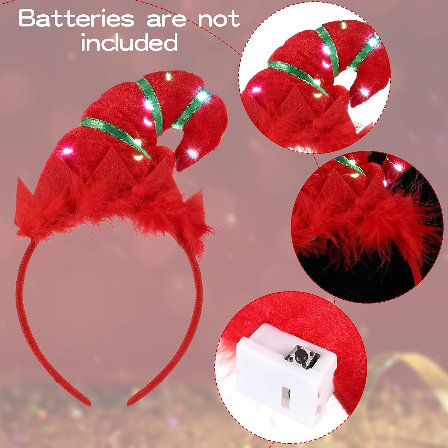 2 Pieces Christmas Headbands Glowing Costume Headwear Accessories Hair Hoop with 3D Designs for Holiday Party