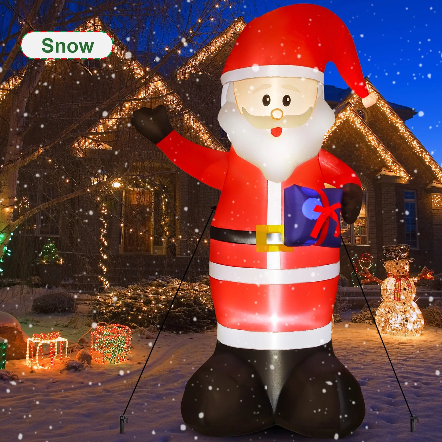 7FT Christmas Inflatable Santa Claus Outdoor Decorations- Blow up Santa Claus with Gift Bag Built-In Leds Lighted Decor for Yard Garden Lawn Porch Xmas Holiday Party