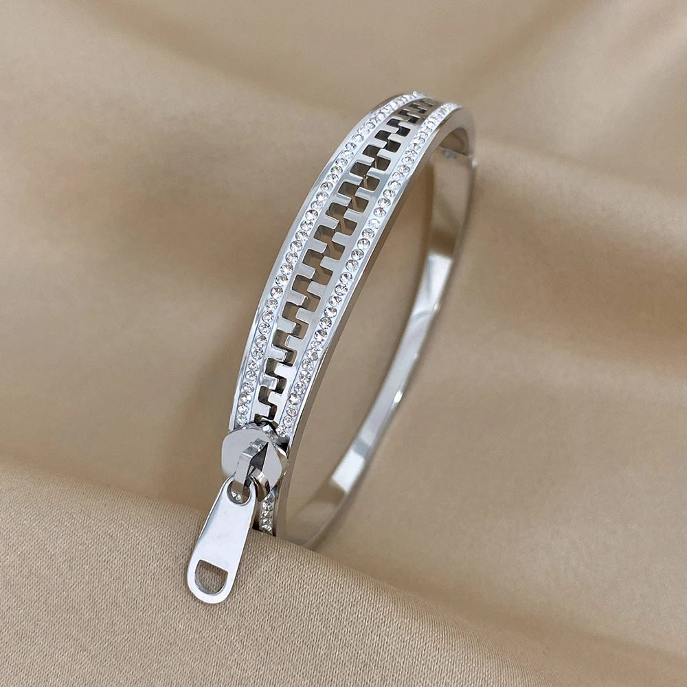 Original Zipper Bracelet Charm Bangle Stainless Steel Gold Plated Luxury Jewelry for Women