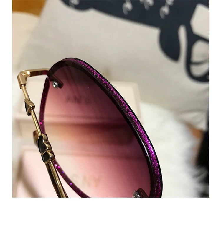 2023 New Diamond Sunglasses Female Brand Design Imitation Rhinestones Gradient Lens UV400 Pilot Sun Glasses Women Shades S316