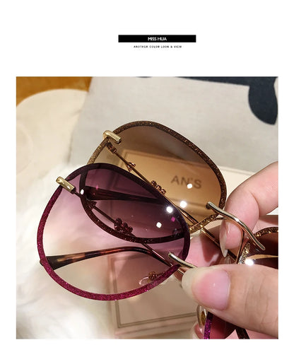 2023 New Diamond Sunglasses Female Brand Design Imitation Rhinestones Gradient Lens UV400 Pilot Sun Glasses Women Shades S316