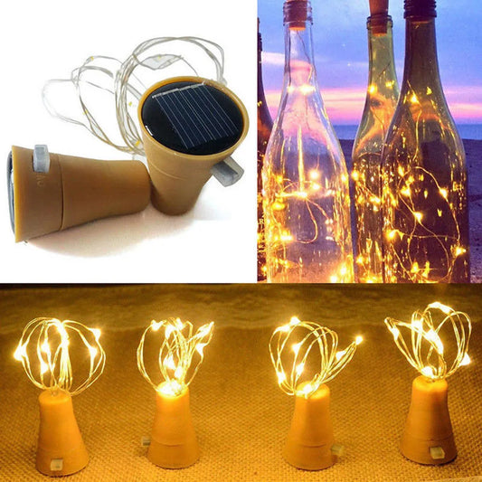 Solar Cork Led Copper Wire Bottle Lights Outdoor Garden Lamp