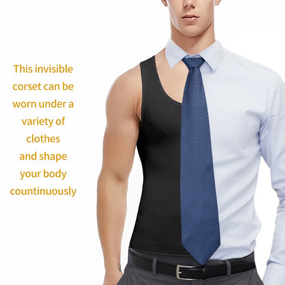 Men's Slimming Body Shaper Corset Vest Shirt Compression Abdomen Tummy Belly Control Waist Cincher Slimming Underwear Dropship