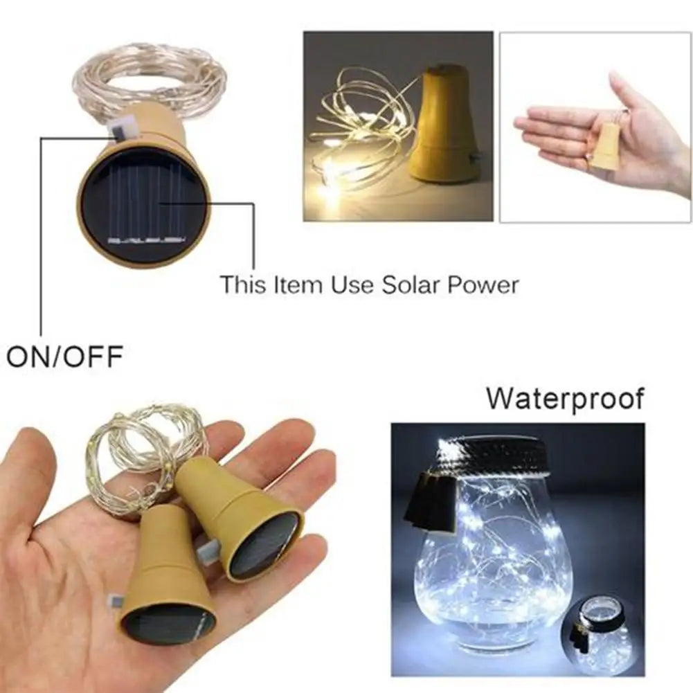 Solar Cork Led Copper Wire Bottle Lights Outdoor Garden Lamp