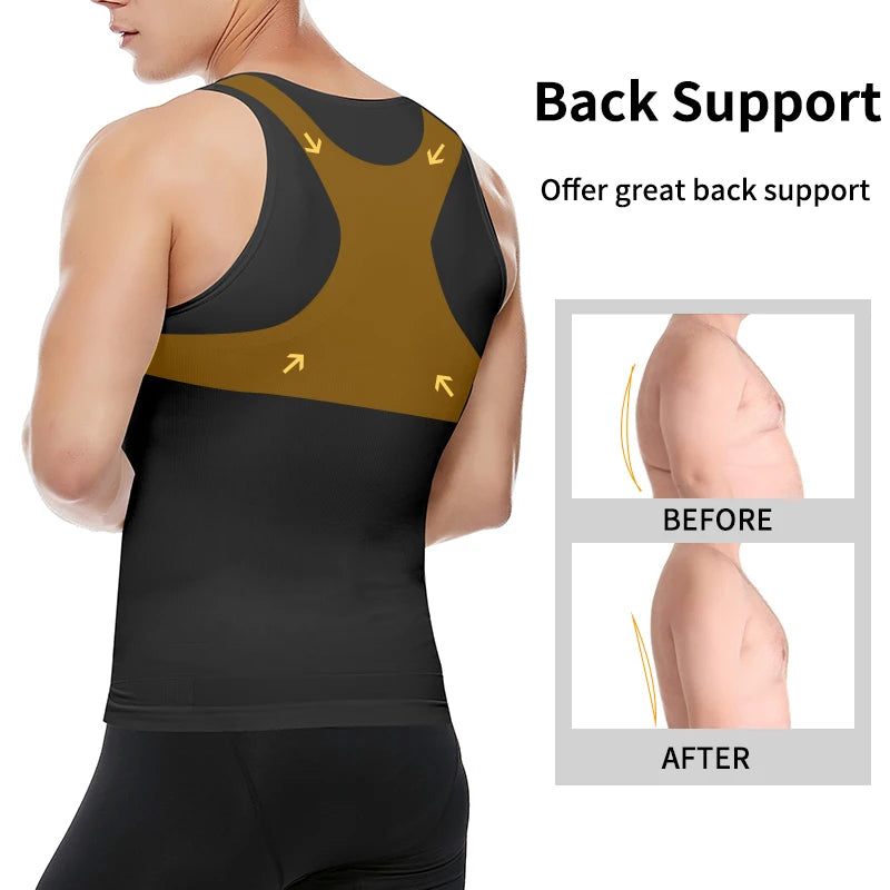 Men's Slimming Body Shaper Corset Vest Shirt Compression Abdomen Tummy Belly Control Waist Cincher Slimming Underwear Dropship