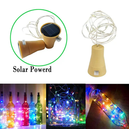 Solar Cork Led Copper Wire Bottle Lights Outdoor Garden Lamp