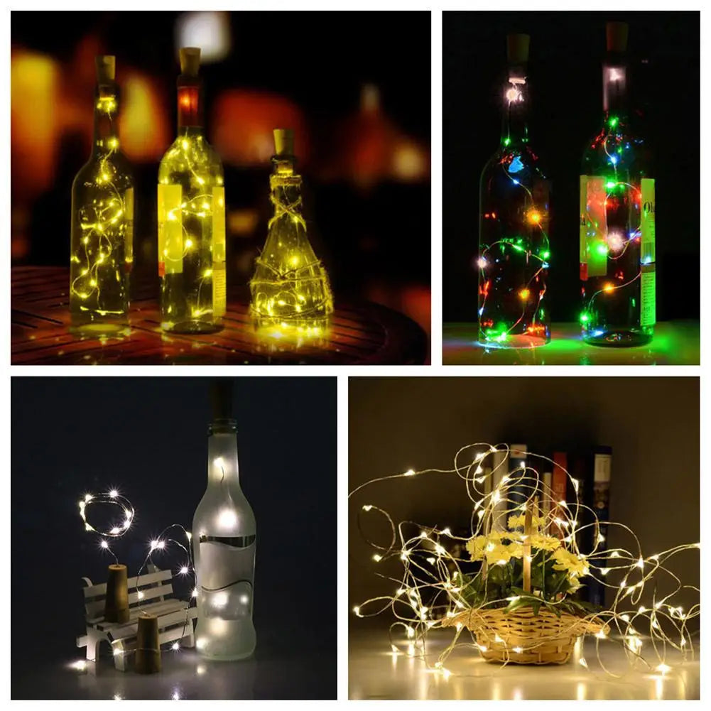 Solar Cork Led Copper Wire Bottle Lights Outdoor Garden Lamp