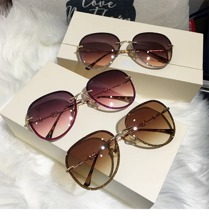 2023 New Diamond Sunglasses Female Brand Design Imitation Rhinestones Gradient Lens UV400 Pilot Sun Glasses Women Shades S316