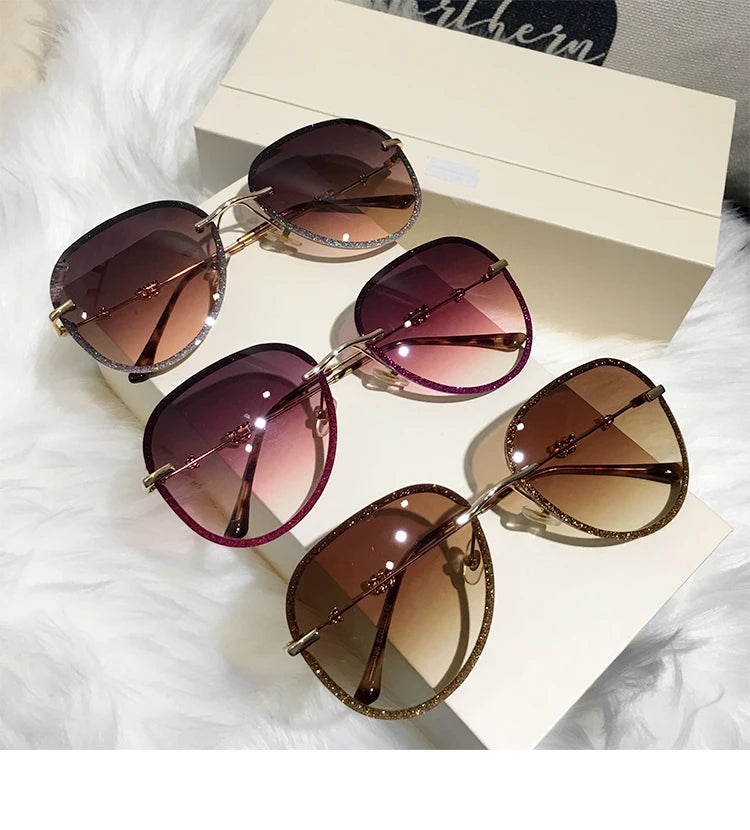 2023 New Diamond Sunglasses Female Brand Design Imitation Rhinestones Gradient Lens UV400 Pilot Sun Glasses Women Shades S316