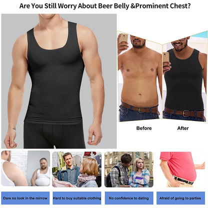 Men's Slimming Body Shaper Corset Vest Shirt Compression Abdomen Tummy Belly Control Waist Cincher Slimming Underwear Dropship