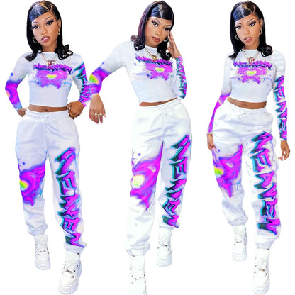 2 Piece Casual Sweat Suit (Crop Top)