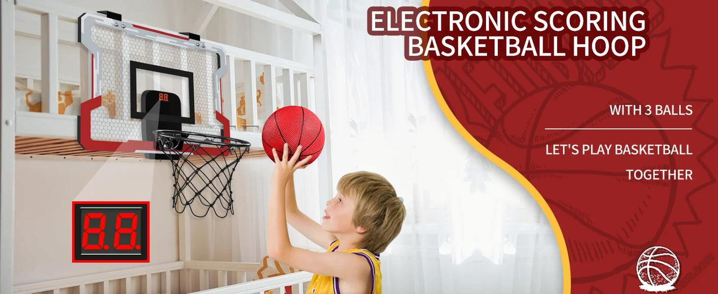 Mini Home Basketball Hoop Set With Mounted Wall Frame and Backboard