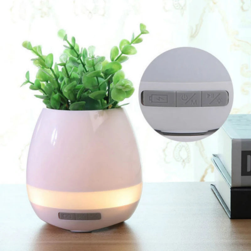 Smart Piano Plant Pots with Bluetooth Speakers Finger Touch, and LED Night Light