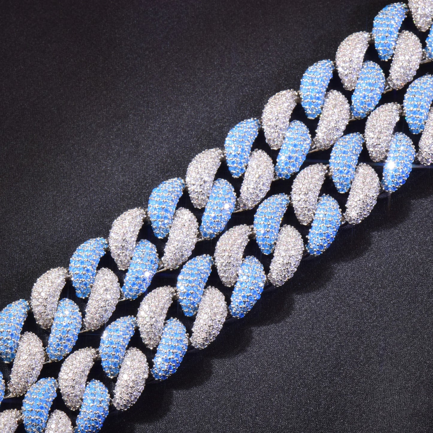 CUC 14mm Blue Zircon for Men Iced Out Miami Cuban Chain Link