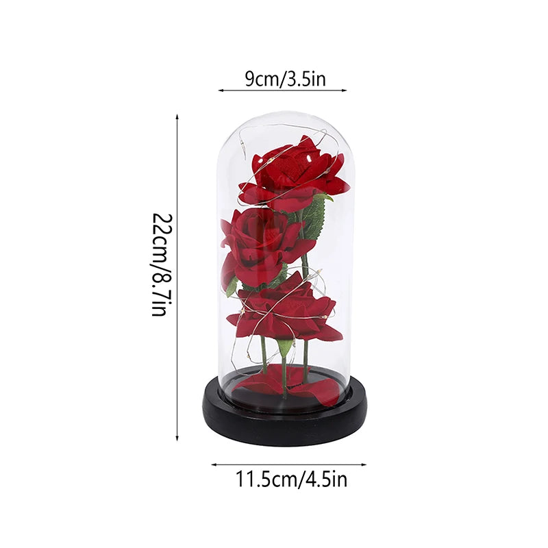 1PC Rose Glass Cover Ornaments Valentine's Day Gift Birthday Gift Wedding Anniversary Thanksgiving etc