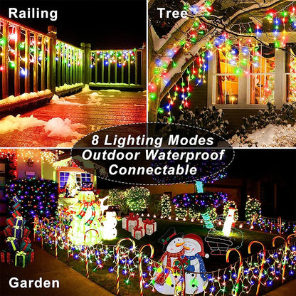 Solar Icicle Curtain Lights w. 8 Modes, Waterproof For Gardens & Party New Year