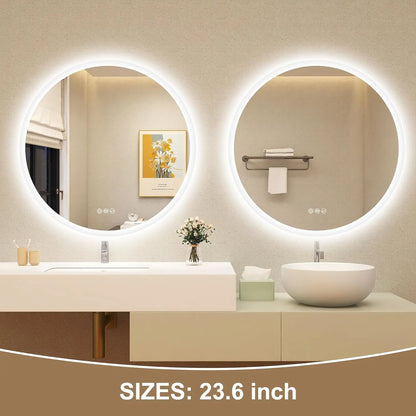 LED-Bathroom-Mirror Wall-Mounted with Bluetooth Speaker, 3 Color Waterproof