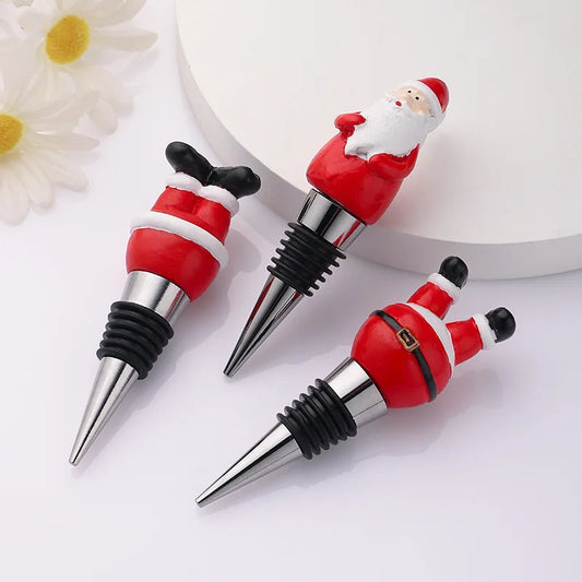 Santa Claus Wine Bottle Stopper Xmas Bar Decor Sealed Fresh For Wine and Champagne