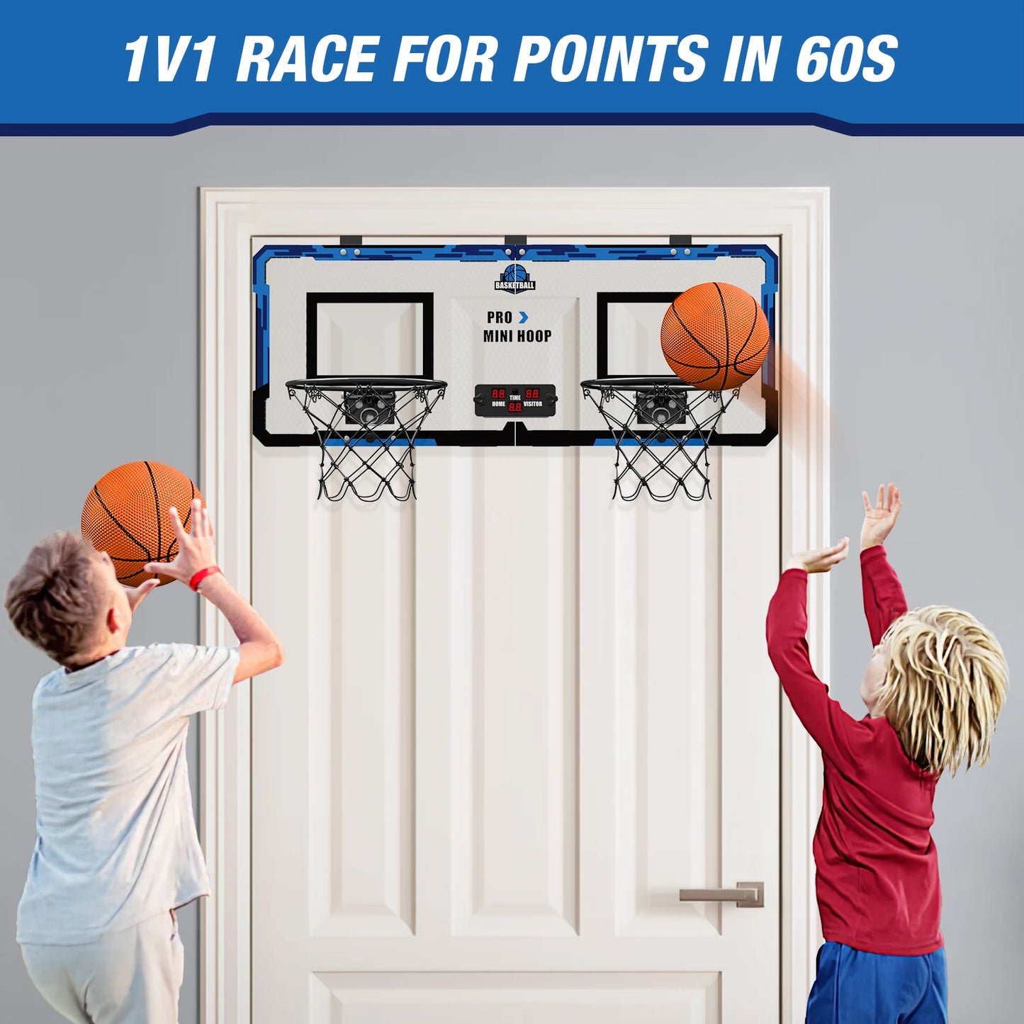 Mini Home Basketball Hoop Set With Mounted Wall Frame and Backboard