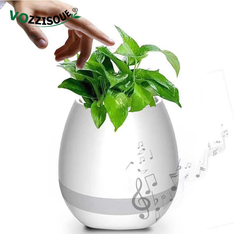 Smart Piano Plant Pots with Bluetooth Speakers Finger Touch, and LED Night Light