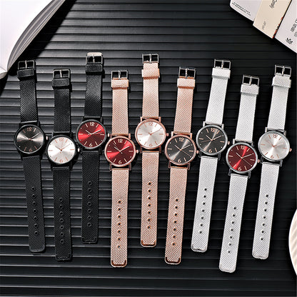 Women'S Diamond Mesh Strap Quartz Watch Simple Design Fashion Classic Round Dial Watches Breathable Strap Watch Reloj Para Mujer