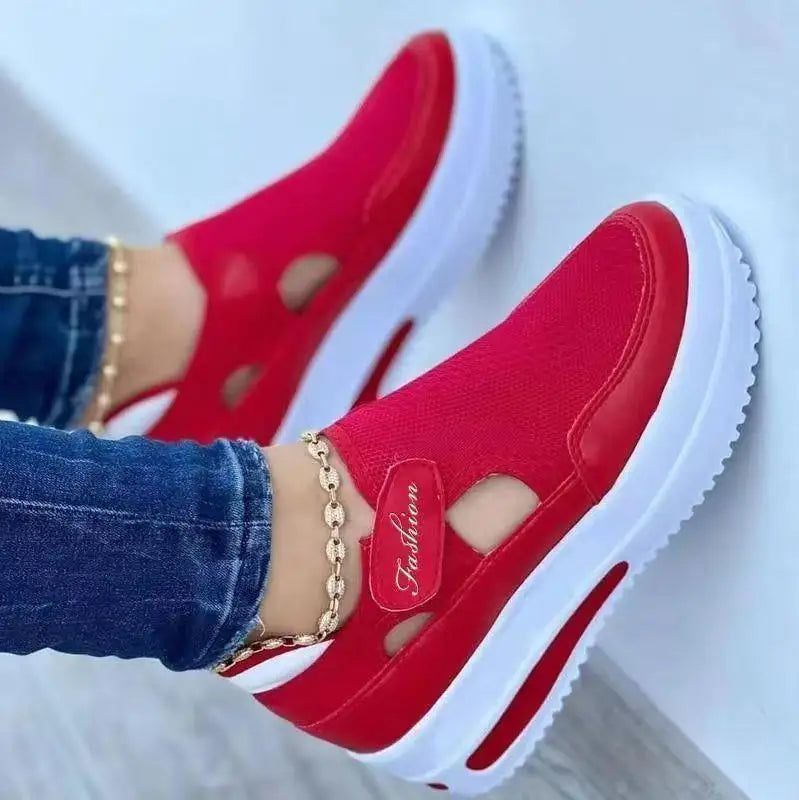 Red Sneakers Women Woman Tennis Canvas Shoe Female Casual Ladies Sport Platform Sneaker Hollow Out Shoes