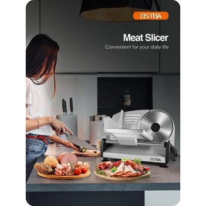 Meat Slicer Electric Deli Food Slicer with Child Lock Protection, Removable 7.5’’ Stainless Steel Blade and Food Carriage