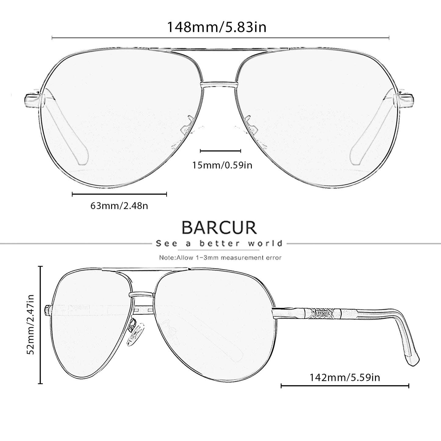 BARCUR Design Polarized Sunglasses for Men