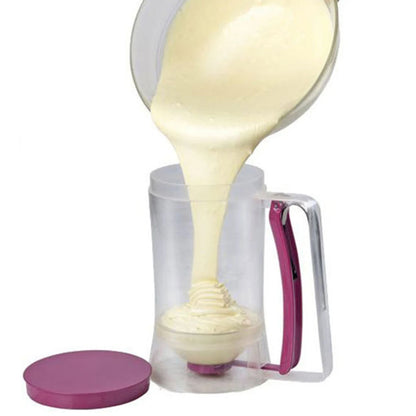 Batter Separator Pancake Dispenser with Measuring Label and Squeeze Handle Bracket Cookie Cake Waffles Baking Accessories