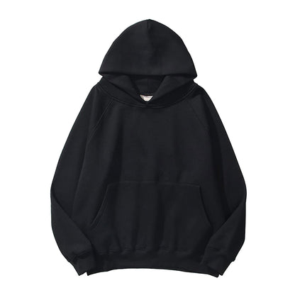 New Streetwear Hoodie Solid Color Basic Fleece Loose Black Hoodie Long Sleeve Pocket Sweatshirt For Women Hoodies