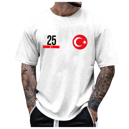 Men's Short Sleeve T Shirt Summer Turkey Sport Prints Casual Ventilate Holiday Party Number Print Men Oversized Top Tees