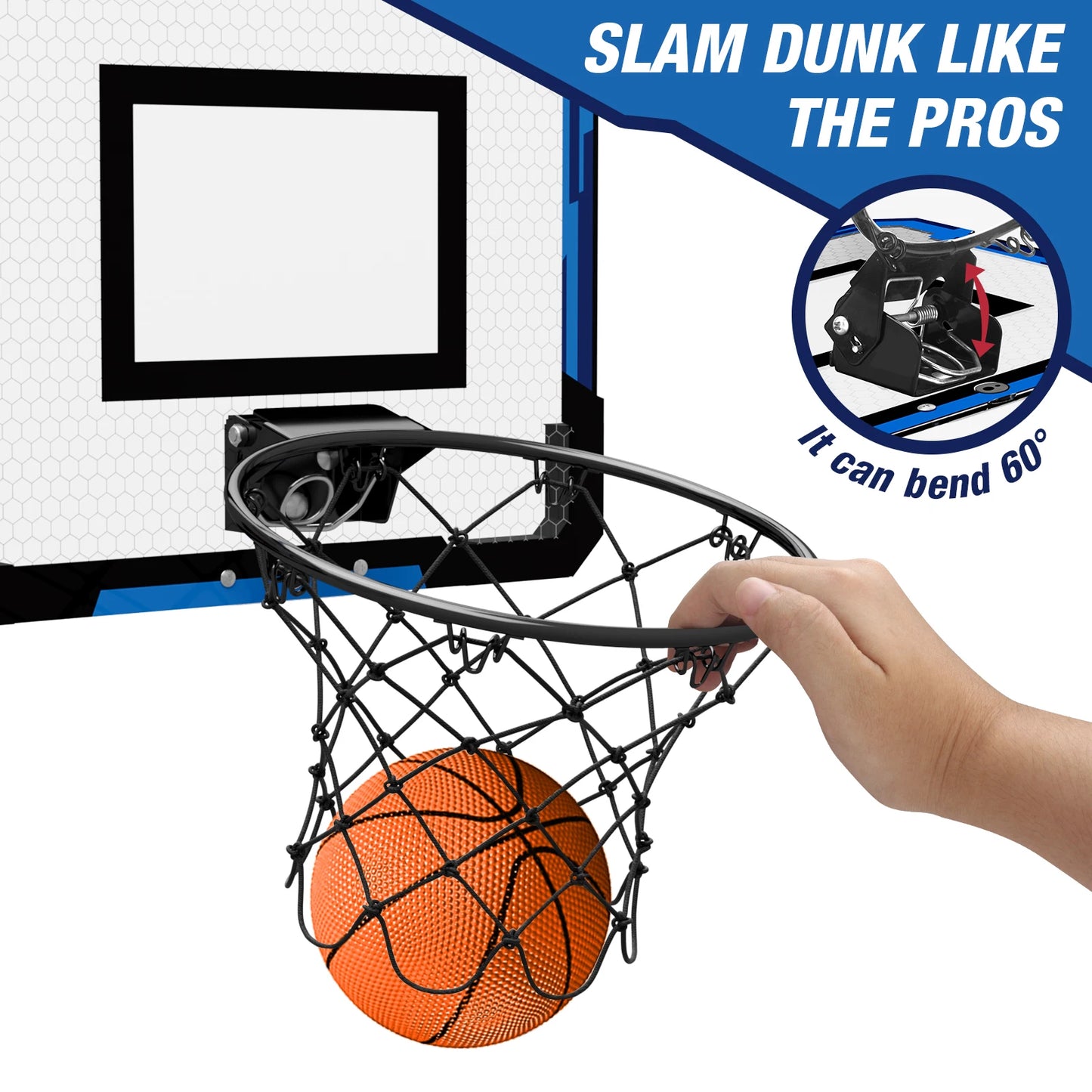 Mini Home Basketball Hoop Set With Mounted Wall Frame and Backboard