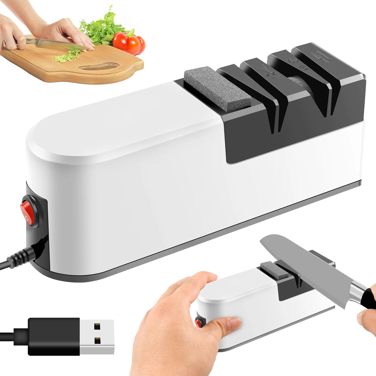 2Pc Electric Knife knife sharpener professional blade Eco-Friendly kitchen gadgets ceramic razor blade Electric Cutter Sharpener