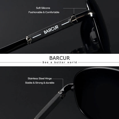 BARCUR Men Sunglasses Pilot Polarized Sun glasses Male Women accessories Driving