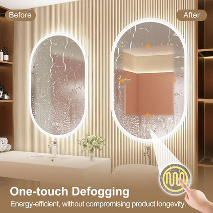 LED-Bathroom-Mirror Wall-Mounted with Bluetooth Speaker, 3 Color Waterproof