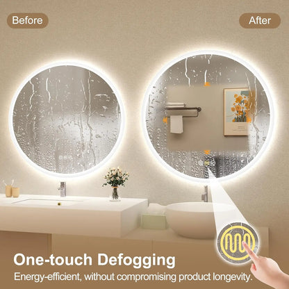 LED-Bathroom-Mirror Wall-Mounted with Bluetooth Speaker, 3 Color Waterproof