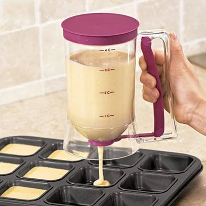 Batter Separator Pancake Dispenser with Measuring Label and Squeeze Handle Bracket Cookie Cake Waffles Baking Accessories