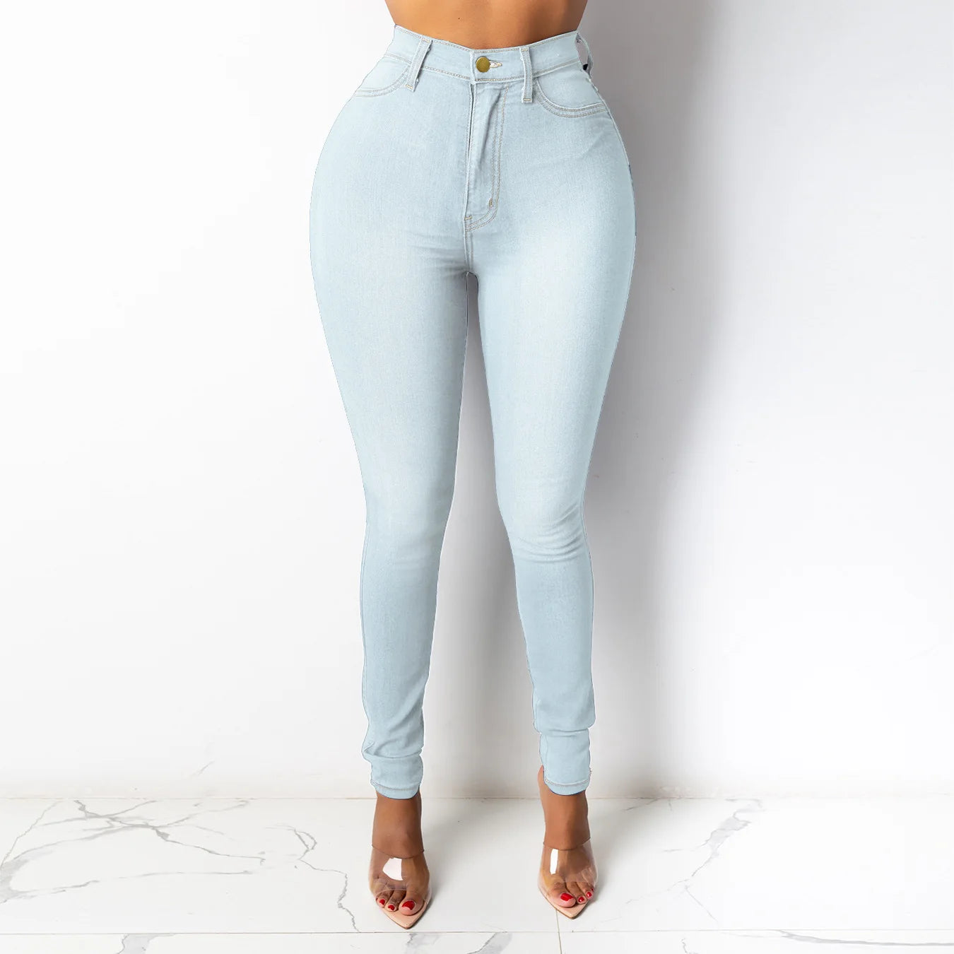 2022 Spring New 5 Colors High Waist Thin Jeans For Women Fashion Casual Slim Elastic Denim Pencil Pants S-3XL Drop Shipping