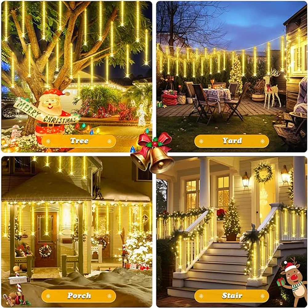 Solar Meteor Shower Rain Lights Waterproof Christmas Holiday Lighting Decor