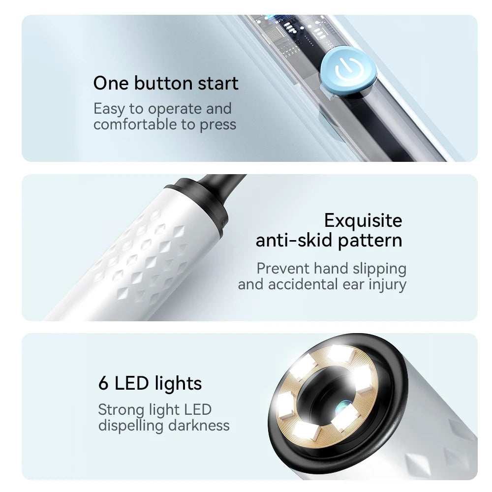 3.5mm Intelligent Visual Ear Pick, Portable,  Luminous w. HD Otoscope